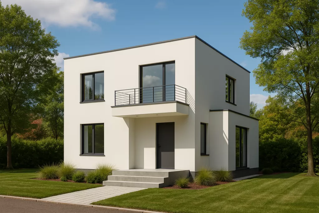 Окрашенный фасад газобетонного дома