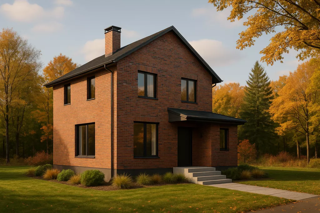 Газобетонный дом с облицовочным кирпичом 