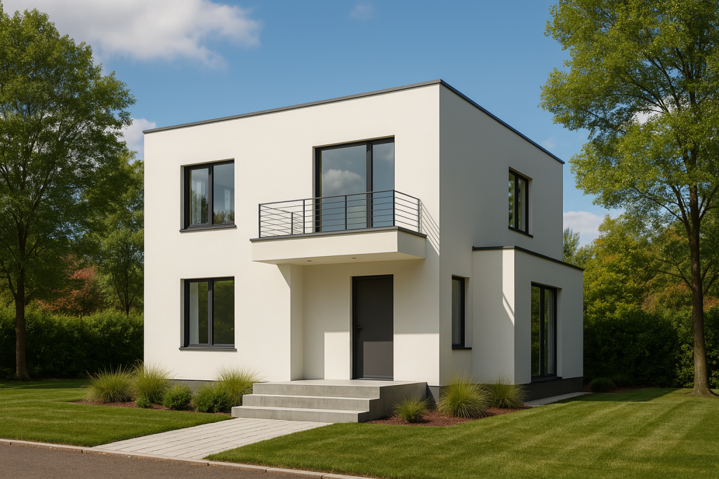 Окрашенный фасад газобетонного дома