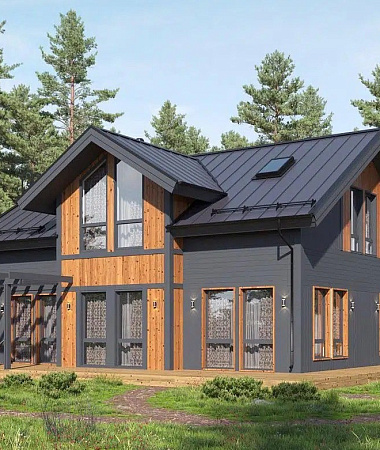 Индиго, каркасный дом, 220 м2