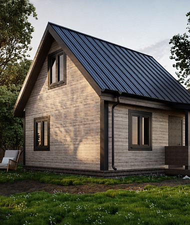 Теремок, каркасный дом, 48 м2