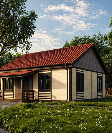 Рябина, каркасный дом, 64 м2